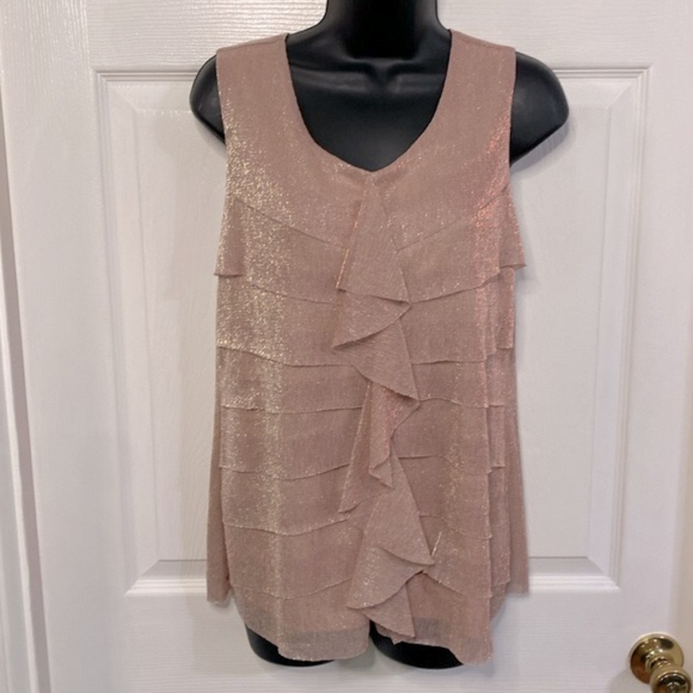 Jennie & Marlisha shimmering blush sleeveless top, size medium, NWT.